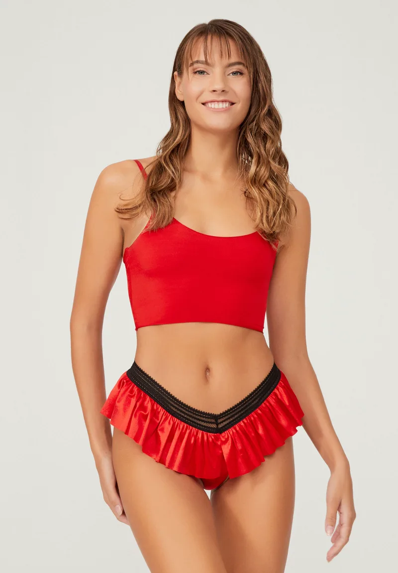 Στρινγκ Σατέν Πλισέ Cottonhill Cheerleaders CH6039-Κόκκινο