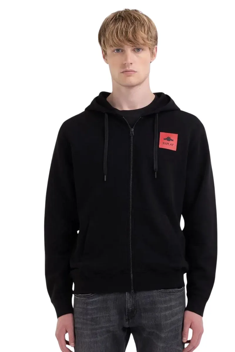 REPLAY hoodie M6777 .000.23650P - ΜΑΥΡΟ-M6777 .000.23650P-BLACK