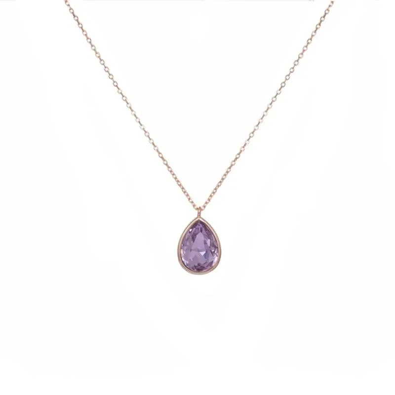 Ροζ επίχρυσο κολιέ 925 Lilac drop 041552 041552 Ασήμι