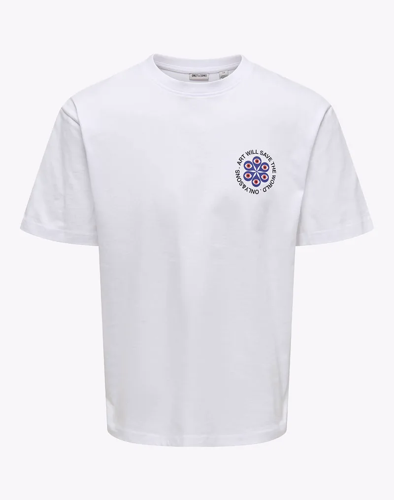 ONLY&SONS ONSFRED CLAUDE RLX SS TEE 22035542-Bright WhiteARTWILLSAVETHEWORLD White