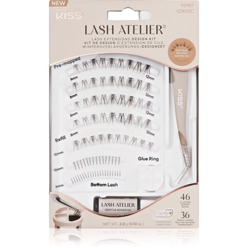 KISS Lash Atelier Desing Kit ψεύτικες βλεφαρίδες σε τουφάκια με κόλλα 01 1 τμχ