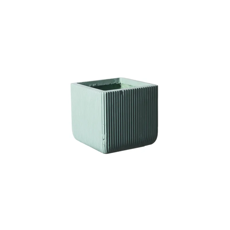 Supergreens Γλάστρα Πήλινη Τετράγωνη ''Stripe'' Μέντα S 24x24x23 εκ.