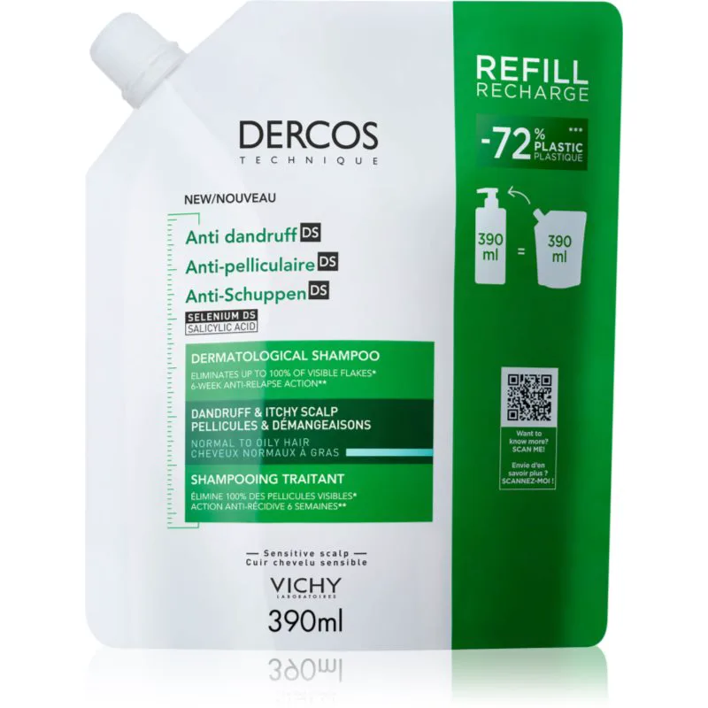 Vichy Dercos Anti-Dandruff σαμπουάν κατά της πιτυρίδας για κανονικά έως λιπαρά μαλλιά 390 ml