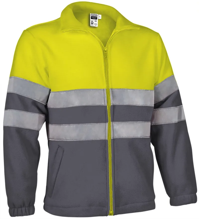 Hi-Vis Fleece Jacket AIRPORT Valento FPVAAIRAG Fluo Yellow-Charcoal Grey
