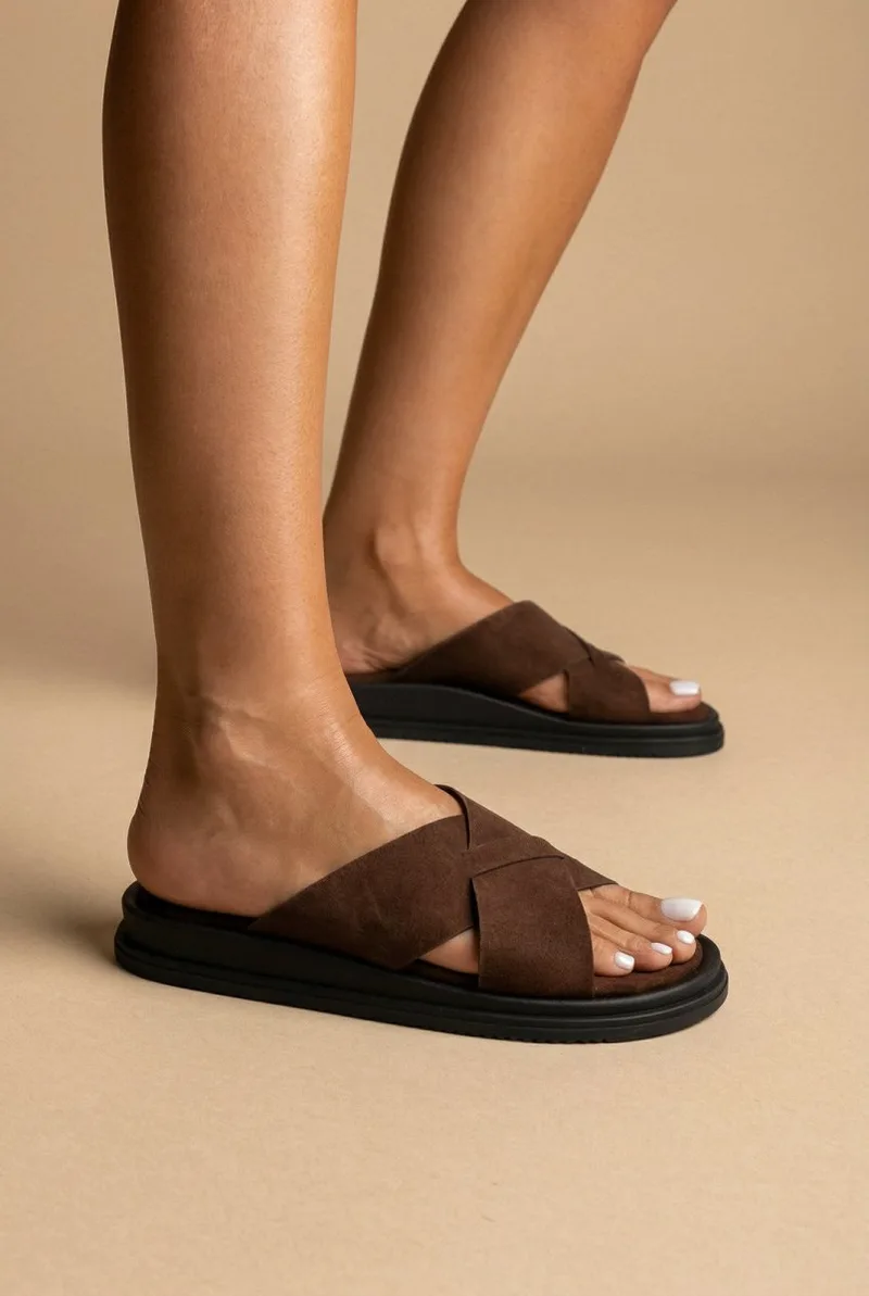 Estil Leather Sandals - 1825 - Brown Suede