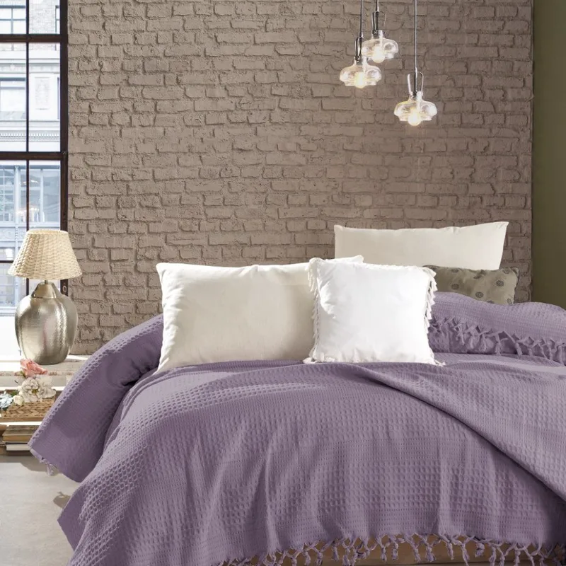 Κουβέρτα Πικέ Υπέρδιπλη Dimcol Dobby Purple 220x240