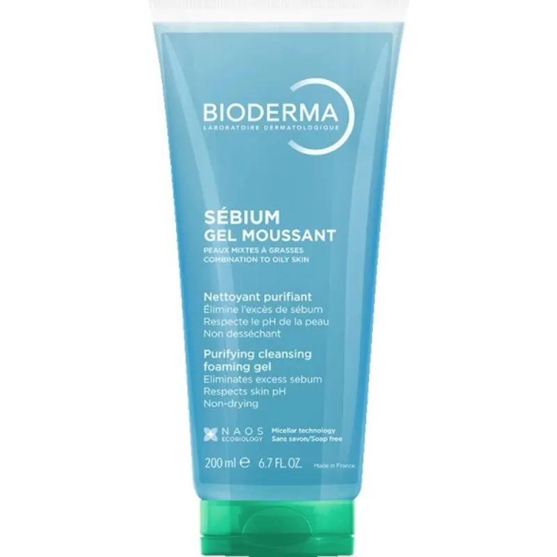 Bioderma Sebium Purifying Cleansing Foaming Gel Ενυδατικό Αφρίζον Τζέλ Καθαρισμού για Μικτές & Λιπαρές Επιδερμίδες 200ml