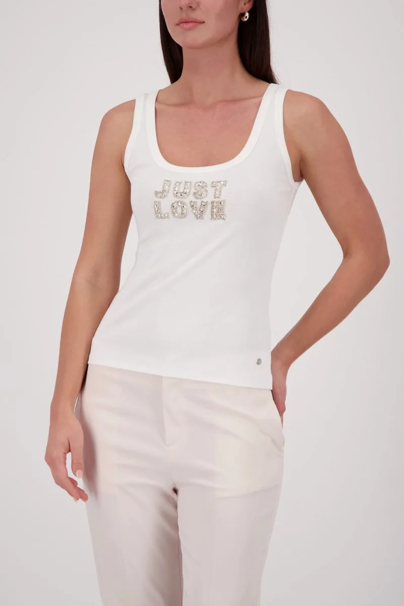 Monari Γυναικείο Top Βαμβακερό Με Rhinestones Regular Fit