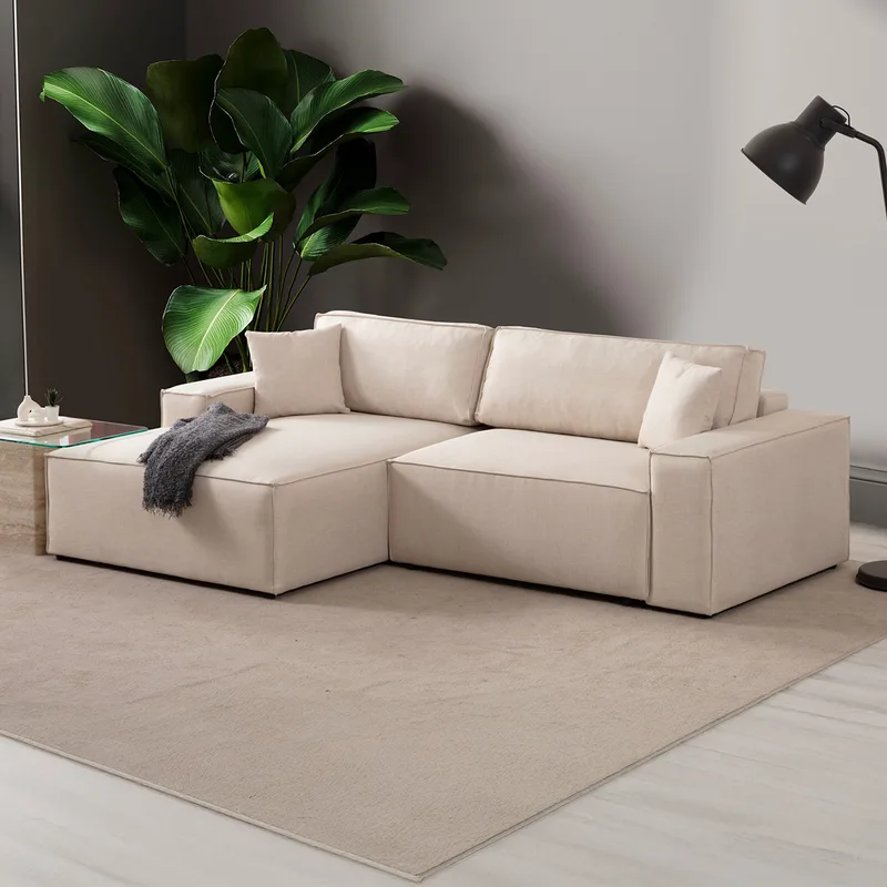 Γωνιακός Καναπές-Κρεβάτι Pirlo Corner Left - Ecru 560Are2220 (260x78x170)