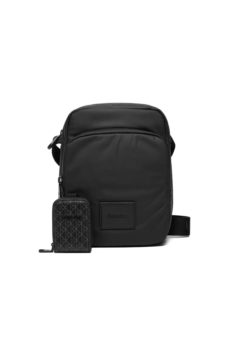 Calvin Klein ανδρικό τσαντάκι crossbody με ανάγλυφο λογότυπο - LV04D3200G Μαύρο