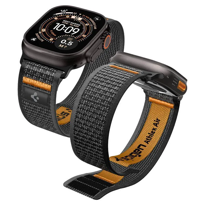 Λουράκι Spigen Athlex Air 2 Fabric Black Πορτοκαλί Apple Watch 44/45/46/49mm
