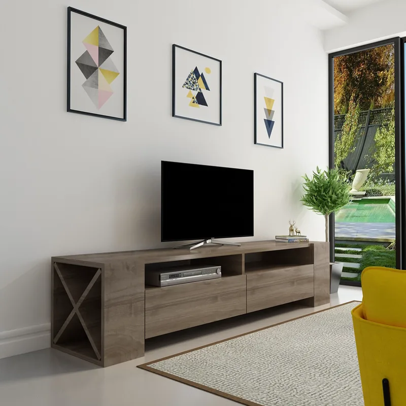 Έπιπλο Τηλεόρασης Sosruko - Walnut 875Zna3033 (155x35x35 cm)