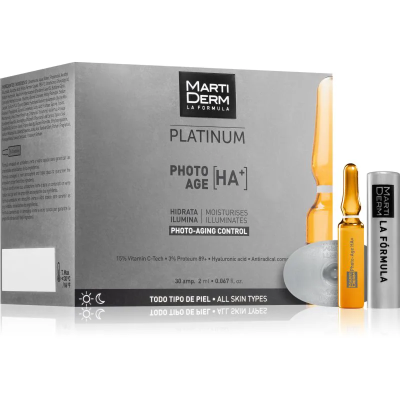 MartiDerm Platinum Photo Age HA+ αντιγηραντικός ορός προσώπου σε αμπούλες με βιταμίνη C 30x2 ml