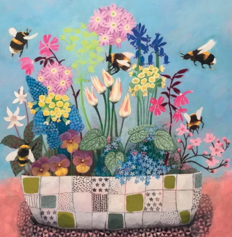 Ευχετήρια κάρτα Canns Down Press: Bumblebees welcoming spring (Gertie Young)