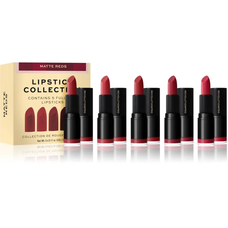 Revolution PRO Lipstick Collection Σετ κραγιόν απόχρωση Matte Reds 5 τμχ