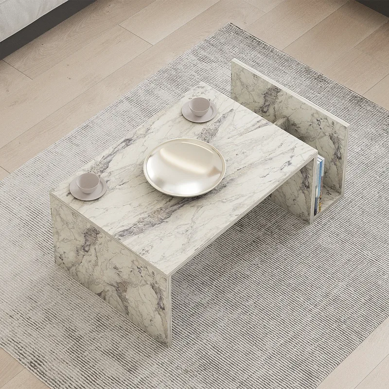 Τραπέζι Σαλονιού Με Ράφια (87x32.4x50) A-G Memo 495SSE2114 Freesia Marble