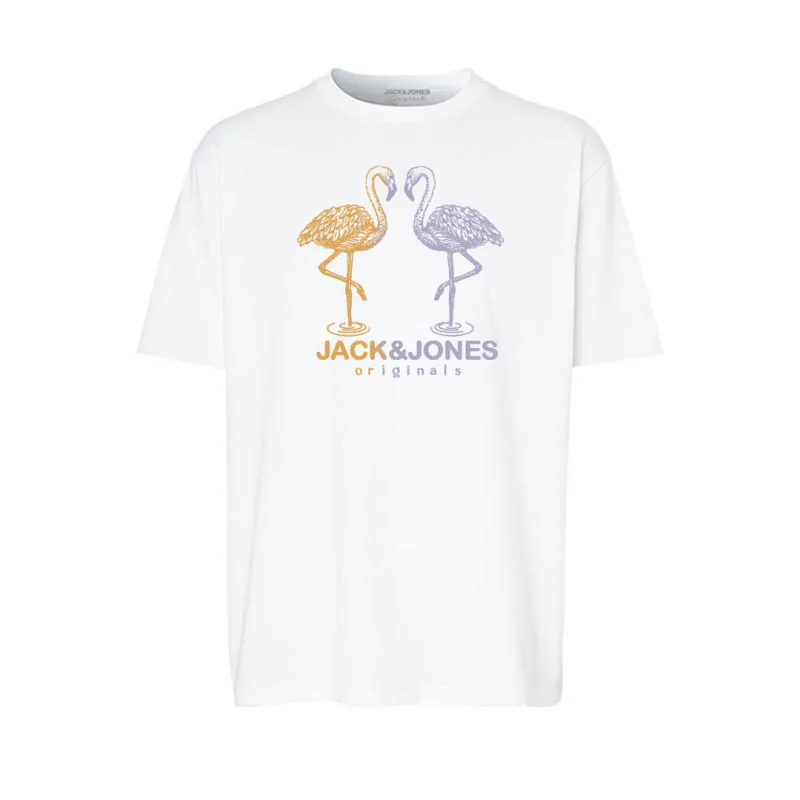 Jack & Jones "Split Gradient Tee"σε Plus fit γραμμή,με μεταξοτυπία - Bright White