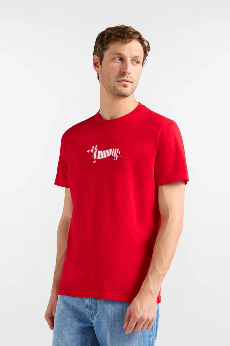 Harmont & Blaine ανδρικό T-shirt με κεντημένο λογότυπο Regular Fit - IRQ403021055R Κόκκινο