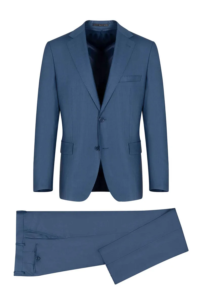 Prince Oliver ανδρικό κοστούμι μoνόχρωμο Modern Fit - 12989002 Μπλε