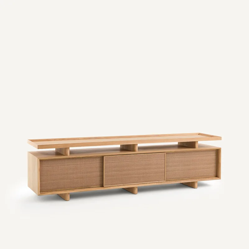 Έπιπλο TV από ξύλο δρυ δέρμα Μ45xΠ200xΥ65cm
