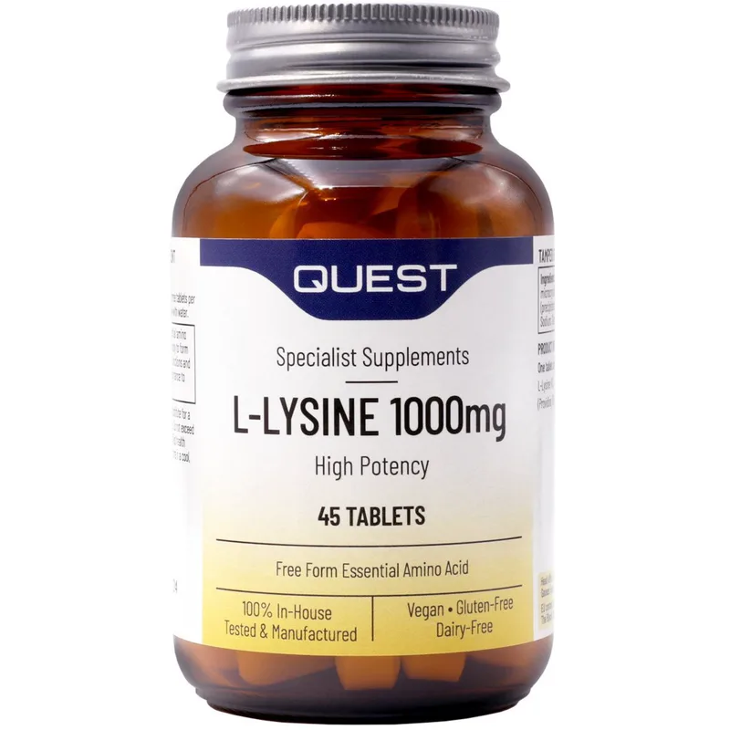 Quest L-Lysine 1000mg High Potency Συμπλήρωμα Διατροφής με Λυσίνη για Αναδόμηση των Ιστών & Ανάπτυξη Αντισωμάτων 45tabs