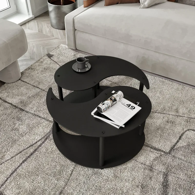 Σετ Τραπεζάκια Σαλονιού Yin Yang 2 - Black 282Ptr1514 (Φ70)