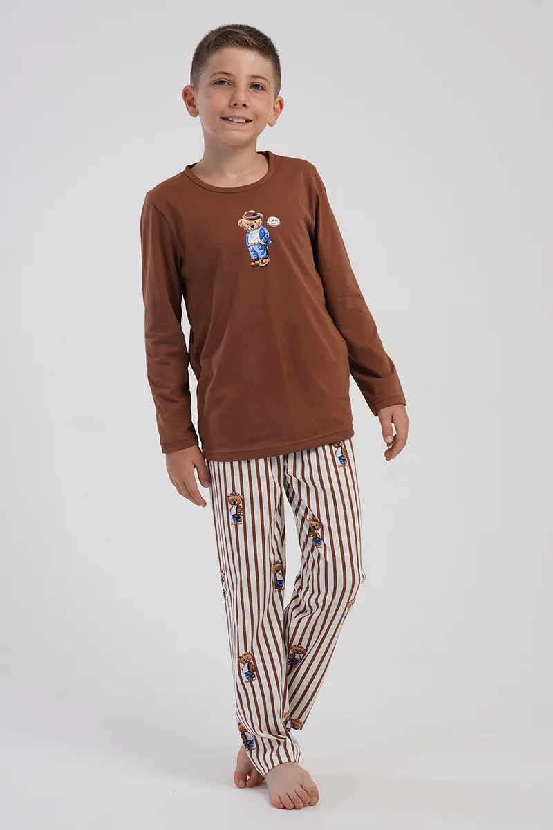 Vienetta Kids Εφηβική χειμερινή βαμβακερή πυτζάμα για αγόρια (7-14 ετών)-503075