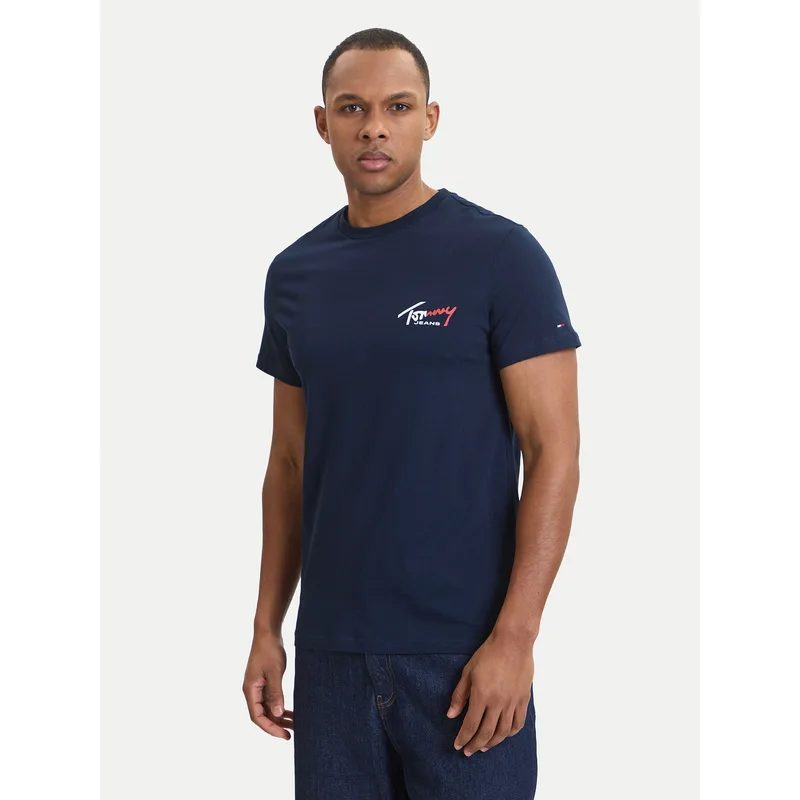 Tommy Jeans T-Shirt DM0DM22538 Σκούρο μπλε Slim Fit