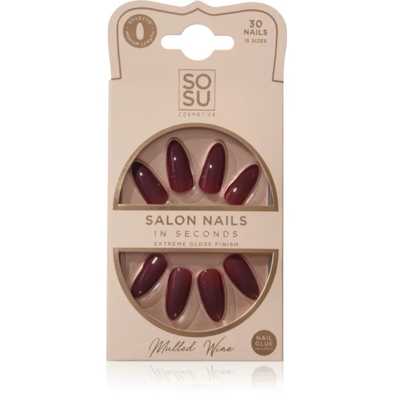 SOSU Cosmetics Salon Nails Ψεύτικα νύχια απόχρωση Mulled Wine 30 τμχ