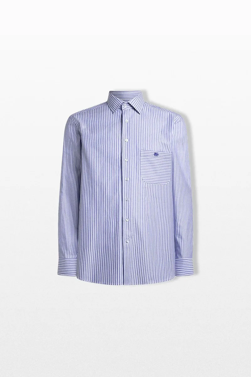 ETRO Ανδρικό Μπλε Striped Cotton Shirt