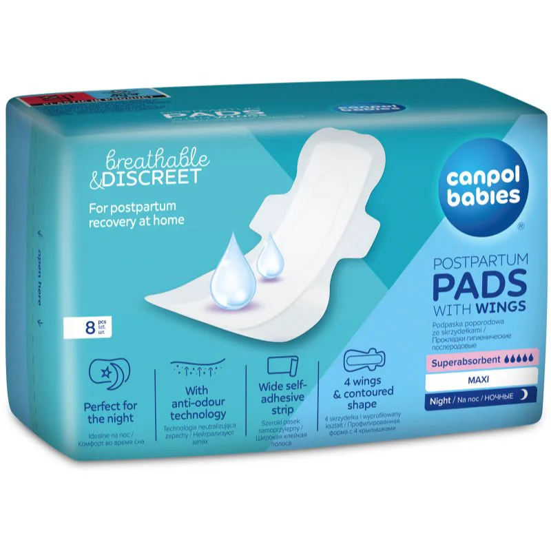 Canpol babies Postpartum Pads With Wings σερβιέτες λοχείας νύχτας 8 τμχ