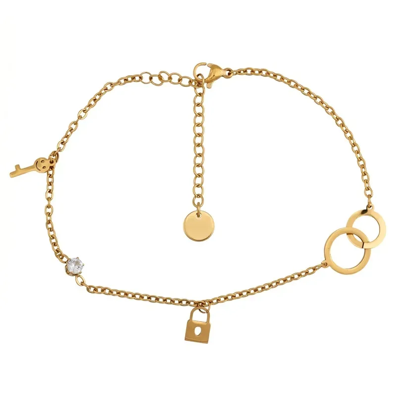 Επίχρυσο ατσάλινο βραχιόλι ποδιού Locket 057884 057884 Ατσάλι