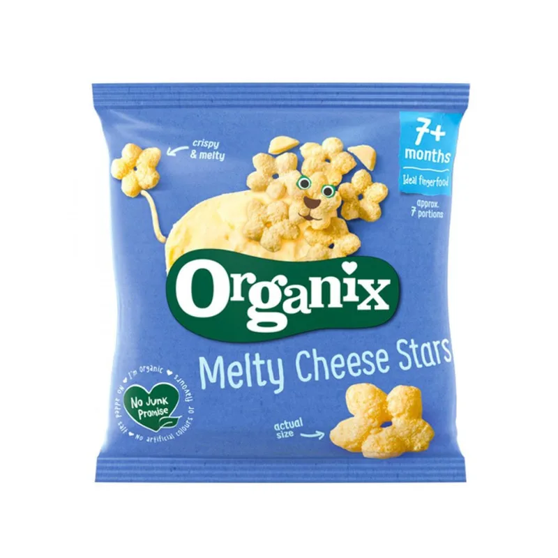 Σνακ Καλαμποκιού με Τυρί "Melty Cheese Stars" (+7μ) - Organix - 20gr No Sugar Added Gluten Free Organic Palm Oil Free Ηνωμένο Βασίλειο