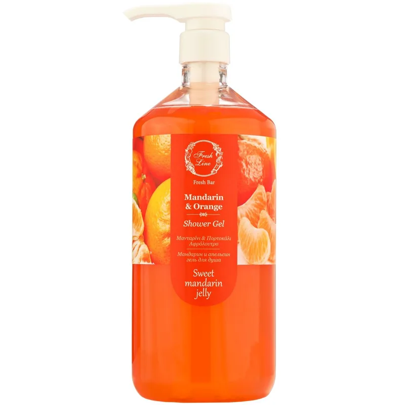 Fresh Line Fresh Bar Mandarin & Πορτοκαλί Shower Gel Sweet Mandarin Jelly Δροσερό & Αναζωογονητικό Αφρόλουτρο Σώματος Φυσικής Σύνθεσης με Μανταρίνι & Πορτοκάλι 1Lt