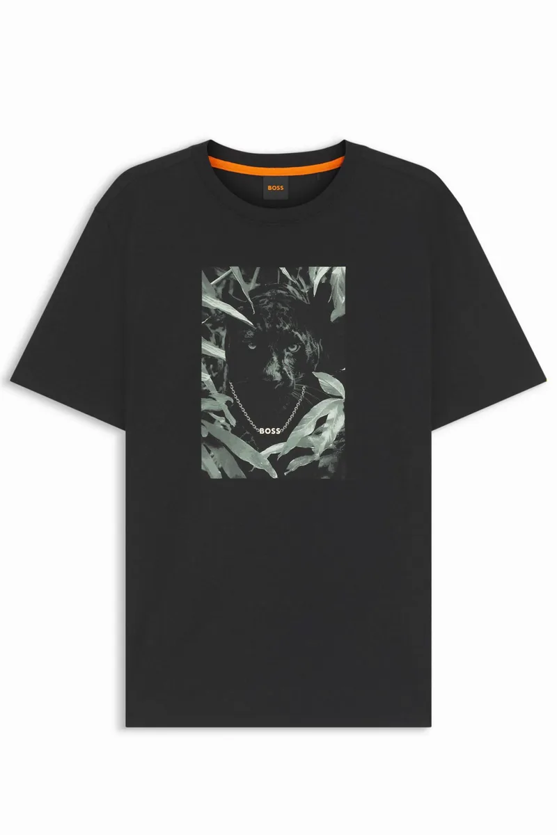 BOSS CASUAL T-SHIRT Te_Animali ΜΑΥΡΟ