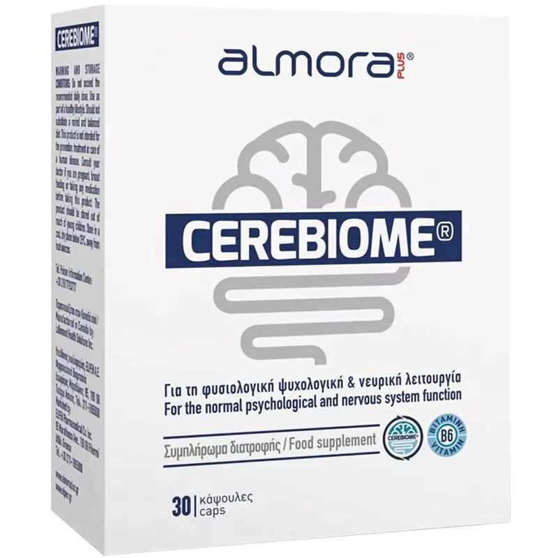 Almora Plus Cerebiome 30caps Συμπλήρωμα Διατροφής Προβιοτικών & Βιταμίνης Β6 για τη Φυσιολογική Ψυχολογική & Νευρική Λειτουργία Κατά του Στρες 30caps