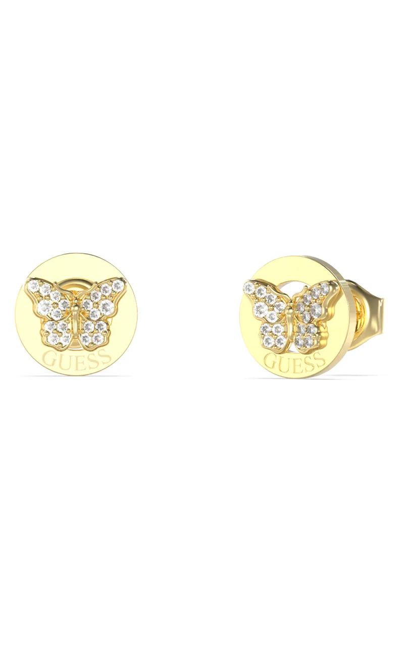 GUESS STEEL BORBOLETA JUBE06136JWYGT/U Σκουλαρίκια Χρυσά Με Πεταλούδες Με Πέτρες