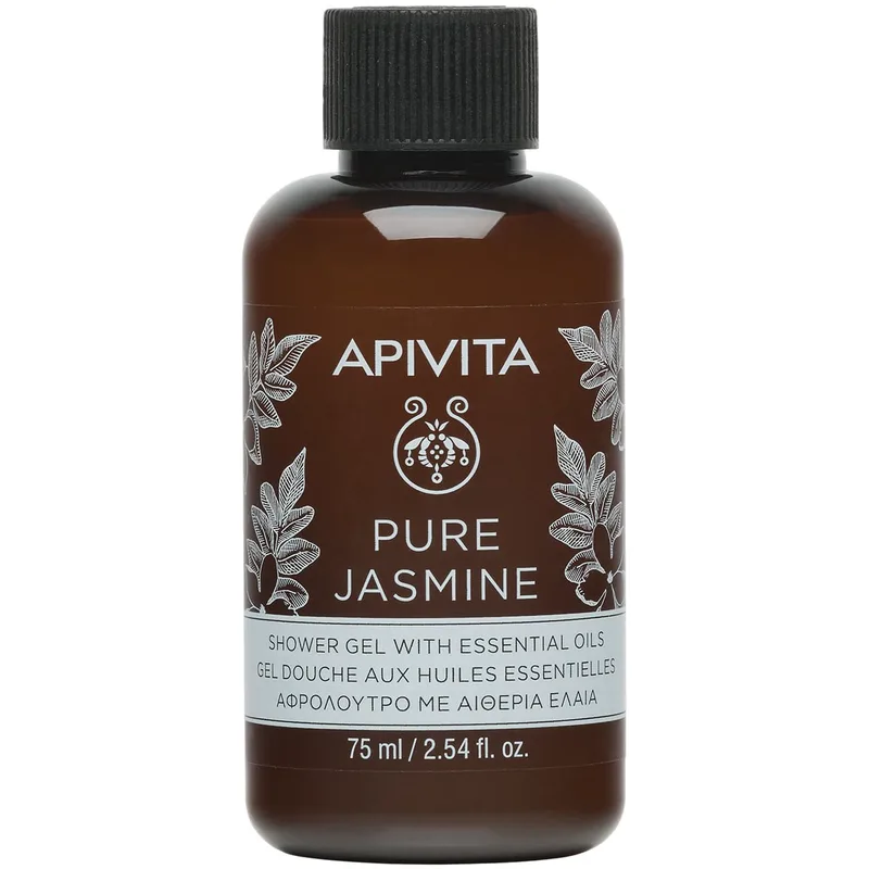 Apivita Pure Jasmine Shower Gel Travel Size Ενυδατικό Αφρόλουτρο με Αιθέρια Έλαια & Άρωμα Γιασεμιού 75ml