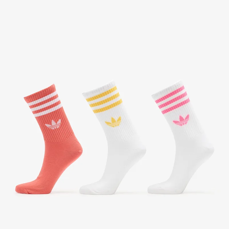 adidas 3-Stripes Crew Socks 3-Pack White/ Lucid Ροζ/ Preloved Scarlet M