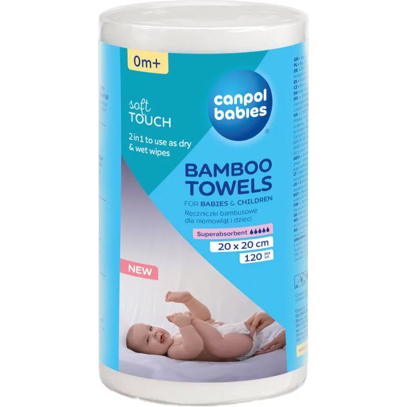 Canpol babies Bamboo Towels πετσέτες μίας χρήσης 0m+ 20x20 cm 120 τμχ
