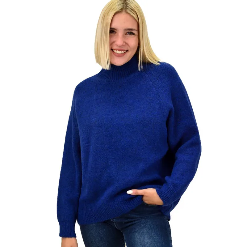Πλεκτό πουλόβερ oversized Μπλε 17952
