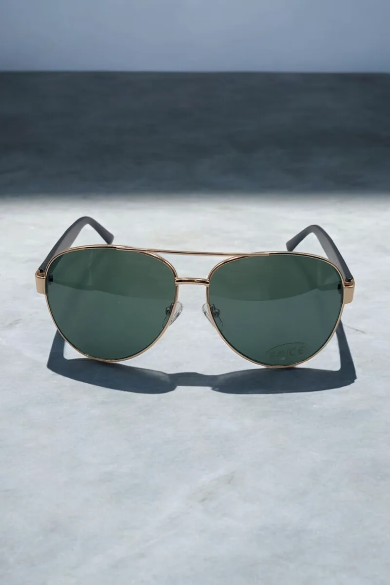 ΓΥΑΛΙΑ ΗΛΙΟΥ ΣΕ ΣΤΥΛ AVIATOR ΧΡΥΣΟ ΜΕ ΠΡΑΣΙΝΟ ΦΑΚΟ