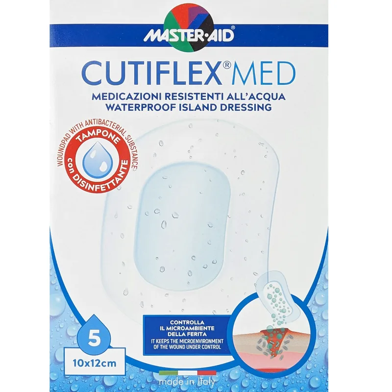 Master Aid Cutiflex Med Waterproof Island Dressing 10x12cm Αδιάβροχα Μετεγχειρητικά Επιθέματα 5 Τεμάχια