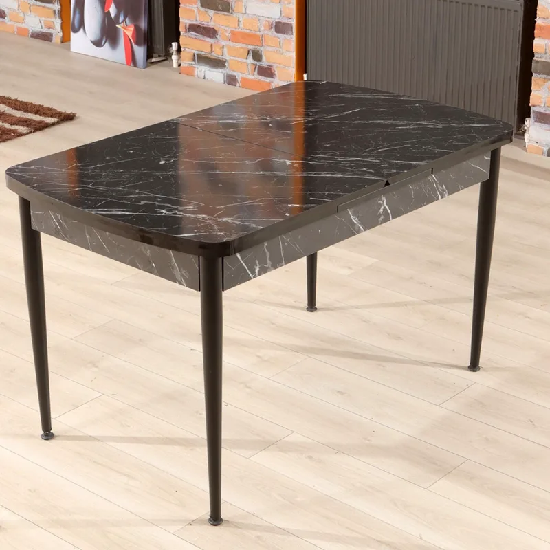 Ανοιγόμενο Τραπέζι Τραπεζαρίας Trend Bendir - Black, White 107Bck1512 (132x79x76,5 cm)