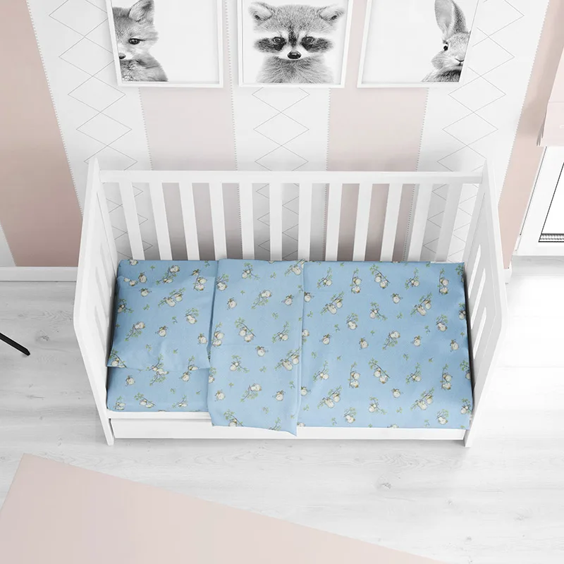 Παπλωματοθήκη Φανελένια Κούνιας 120X160 Dimcol Birds 14 Μπλε (120x160)
