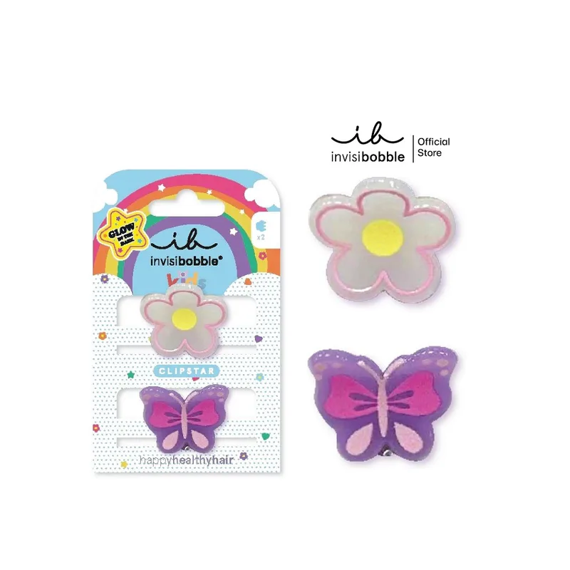 Invisibobble Kids Clipstar Glow - Happy Flower (2pcs)