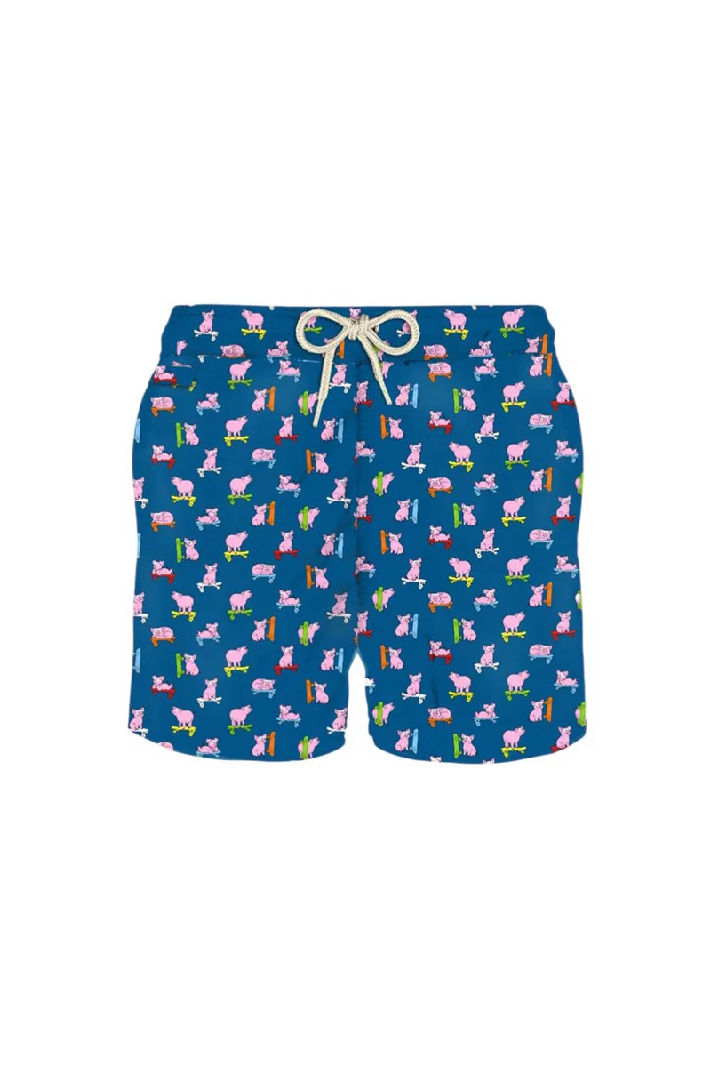MC2 Saint Barth ανδρικό μαγιό σορτς με all-over pig print - LIG0003-08434L Μπλε