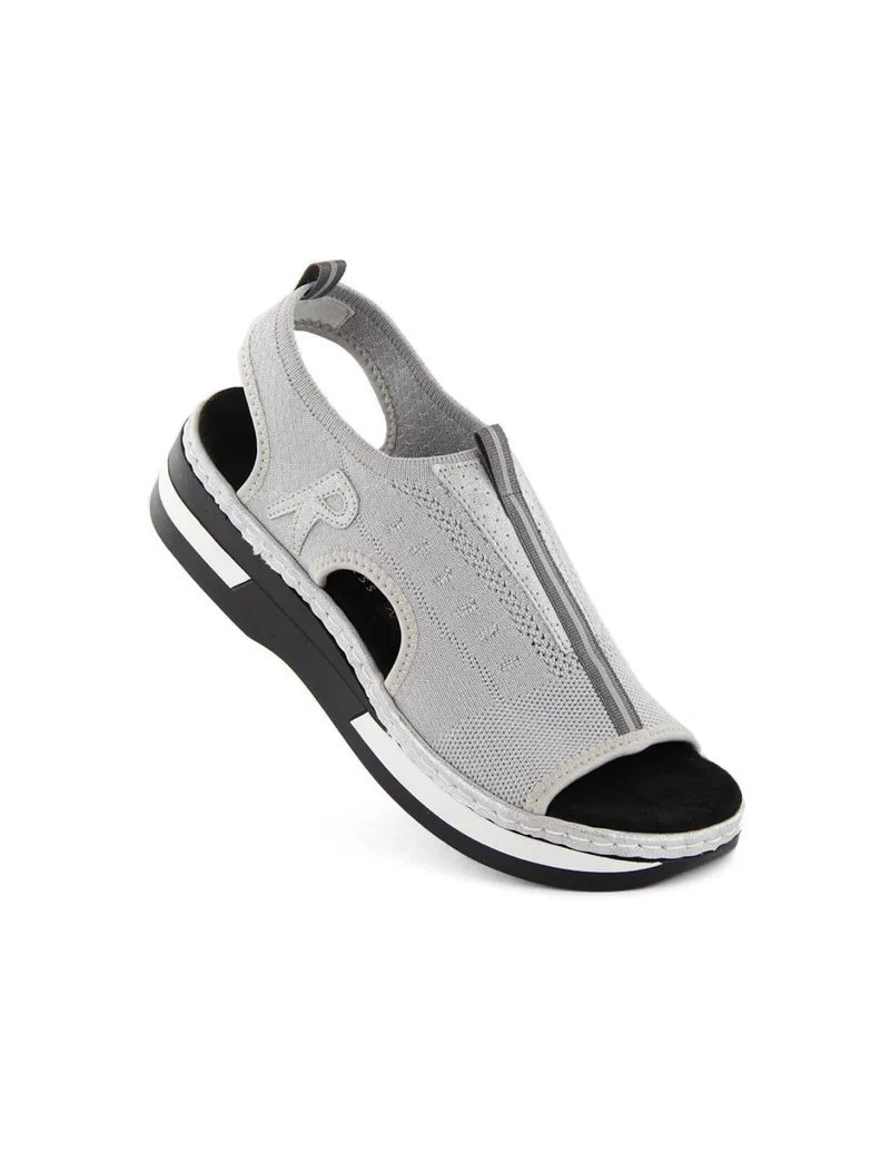 Comfortable slipon sandals Rieker W RKR686 metallic