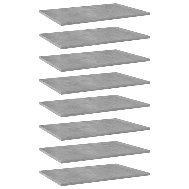 vidaXL Ράφια Βιβλιοθήκης 8 τεμ. Γκρι Σκυροδ. 60x40x1,5 εκ. Μοριοσανίδα