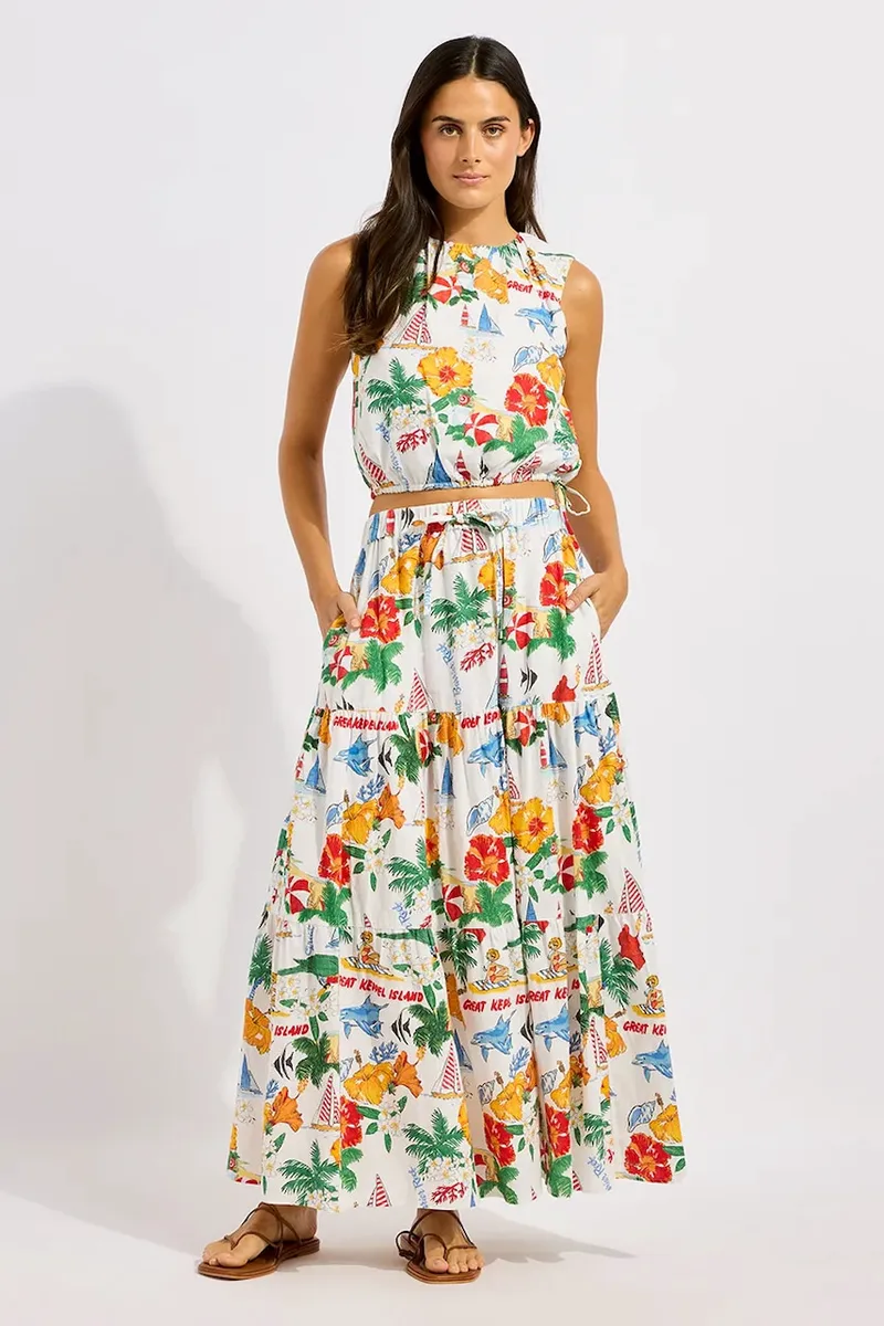 Seafolly κλος φούστα με λινό Tiered